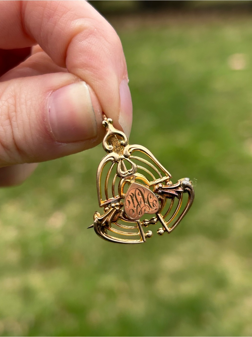 Gold Filled Victorian Filigree Fob / Nurse Watch Brooch